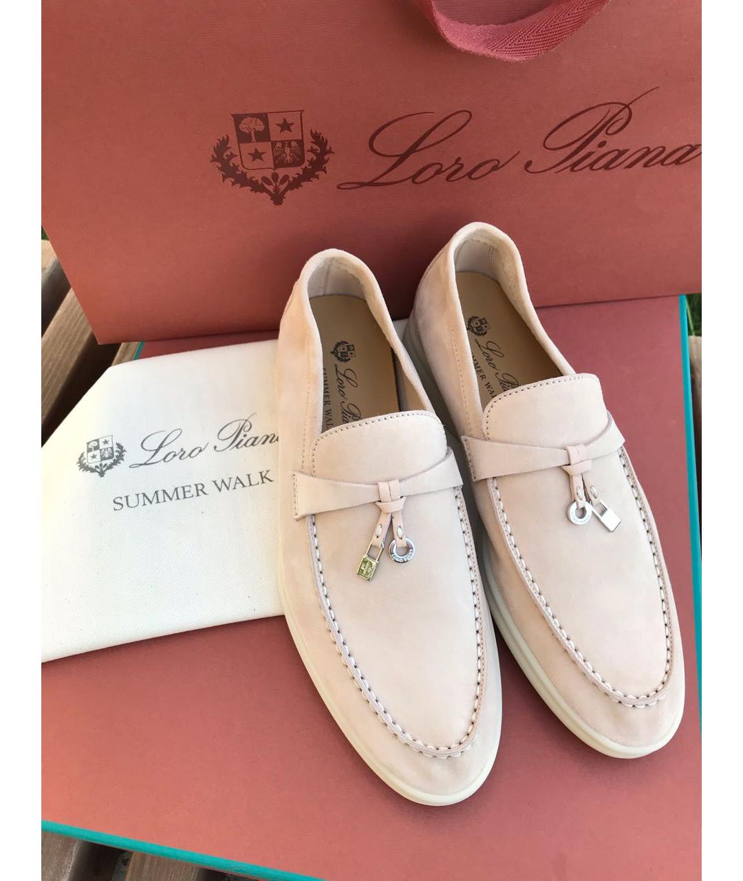 LORO PIANA Розовые замшевые лоферы, фото 8