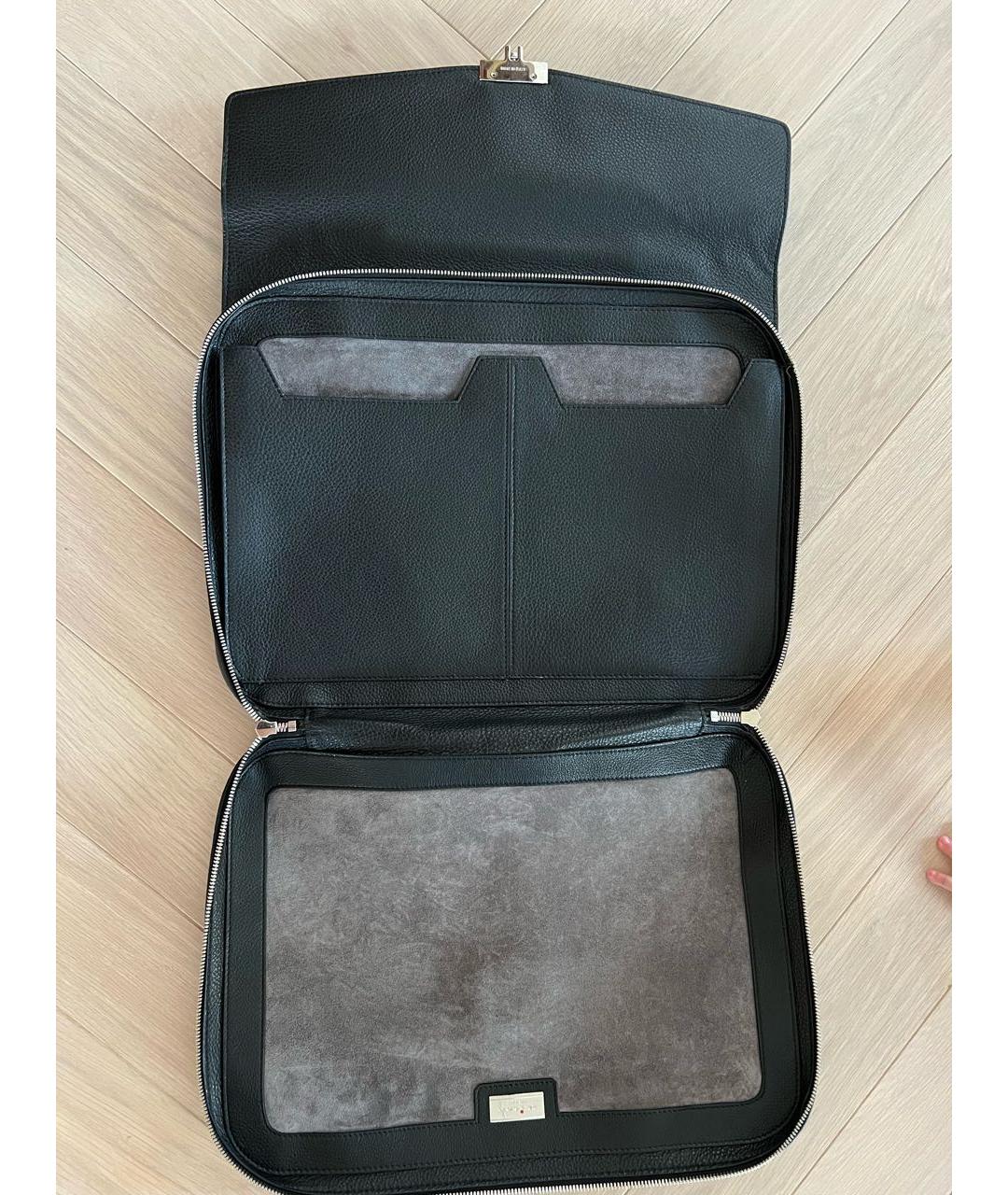 KITON Черный кожаный портфель, фото 5