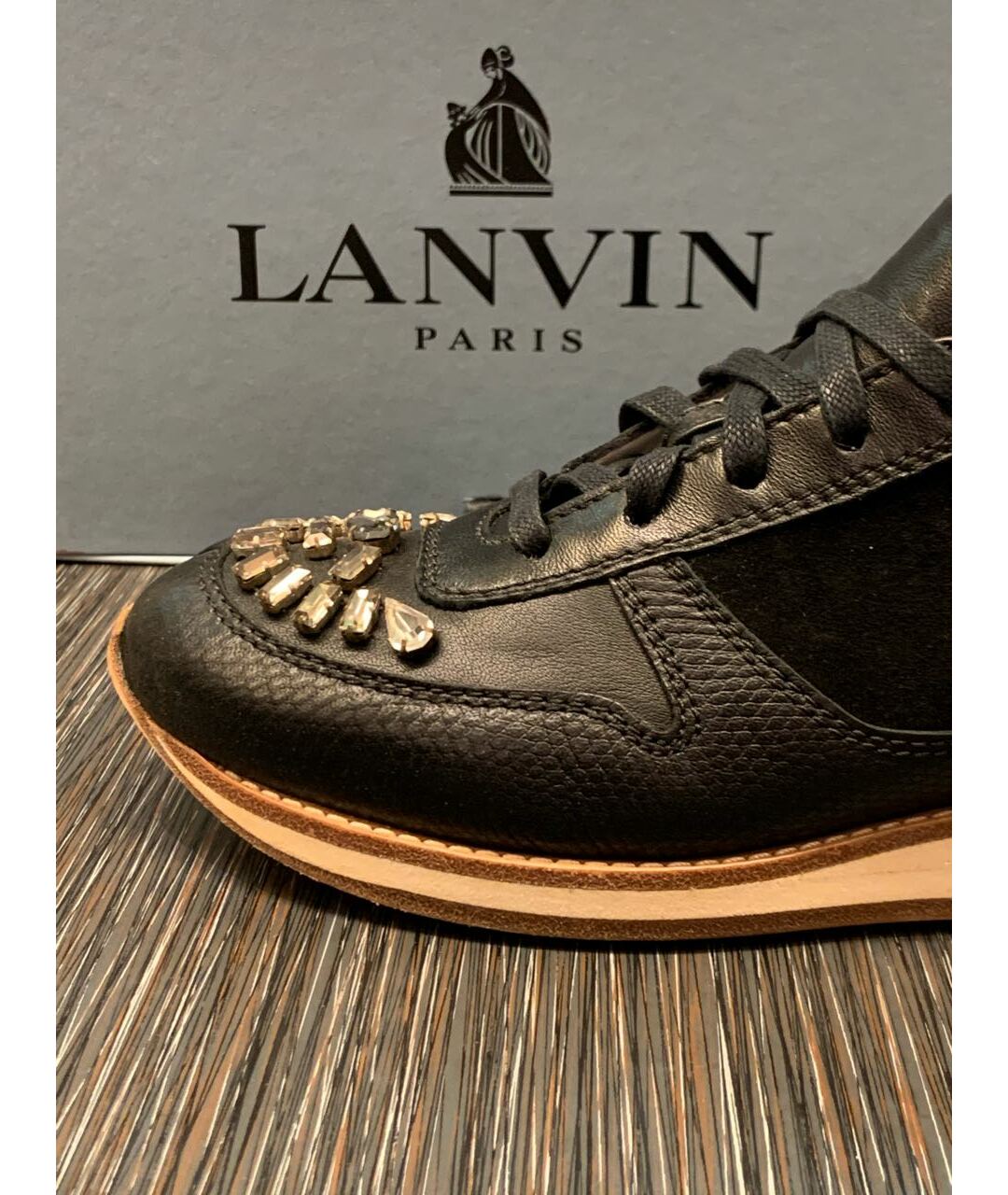 LANVIN Черные кожаные кроссовки, фото 3