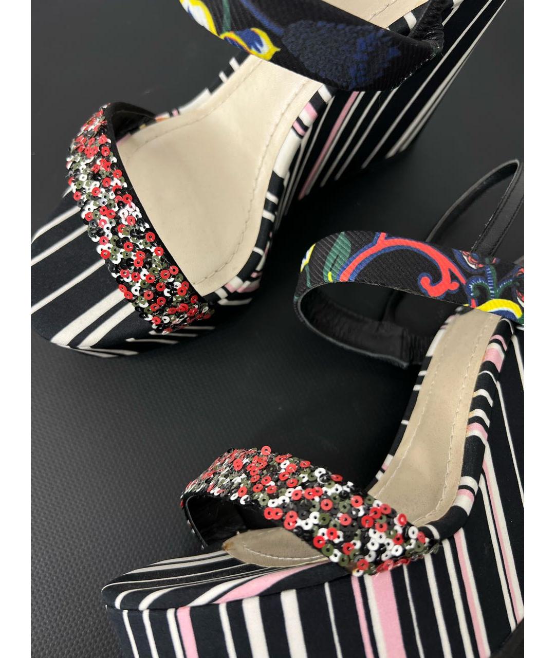 CHRISTIAN DIOR Мульти текстильные босоножки, фото 3