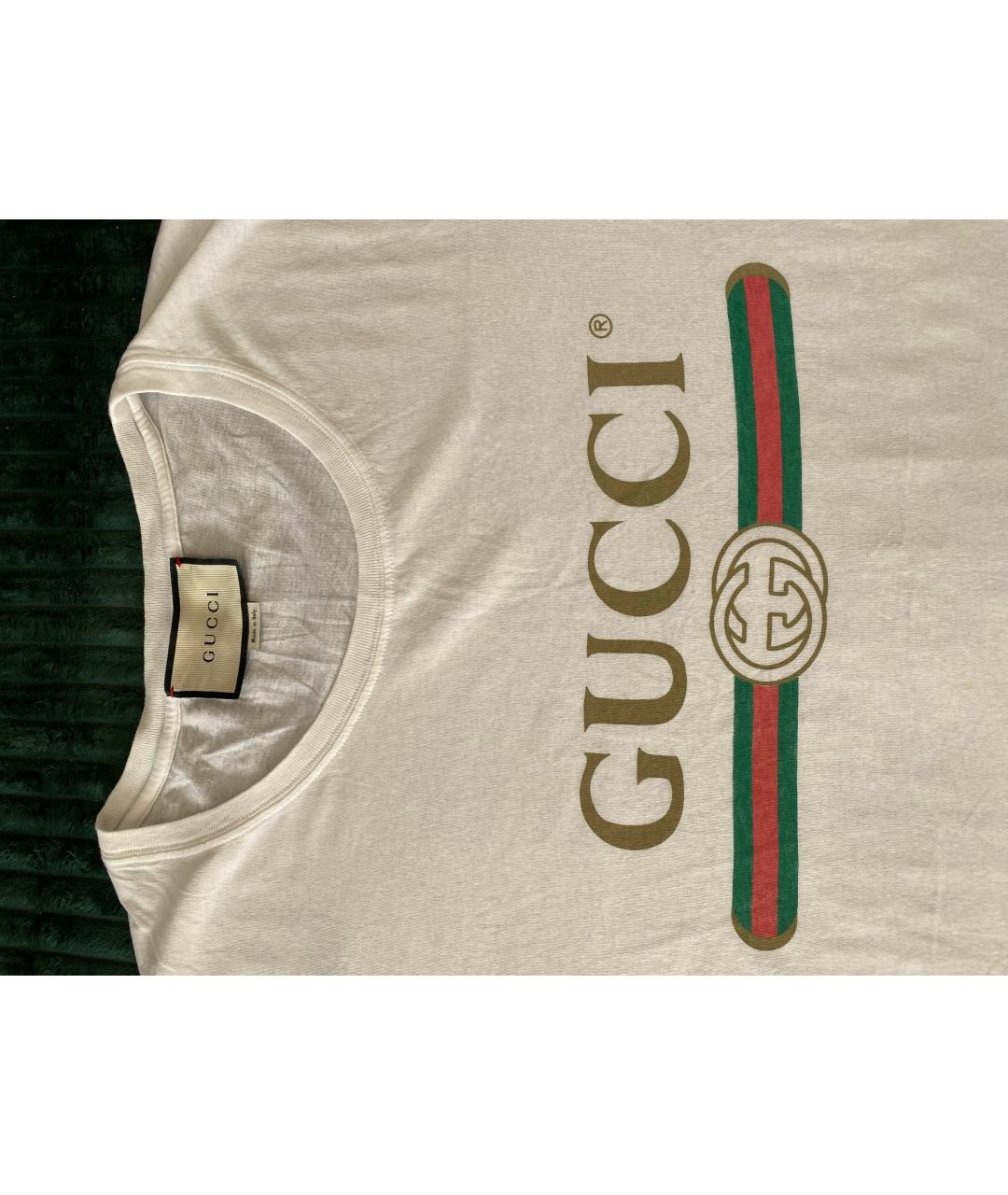 GUCCI Белая хлопковая футболка, фото 2