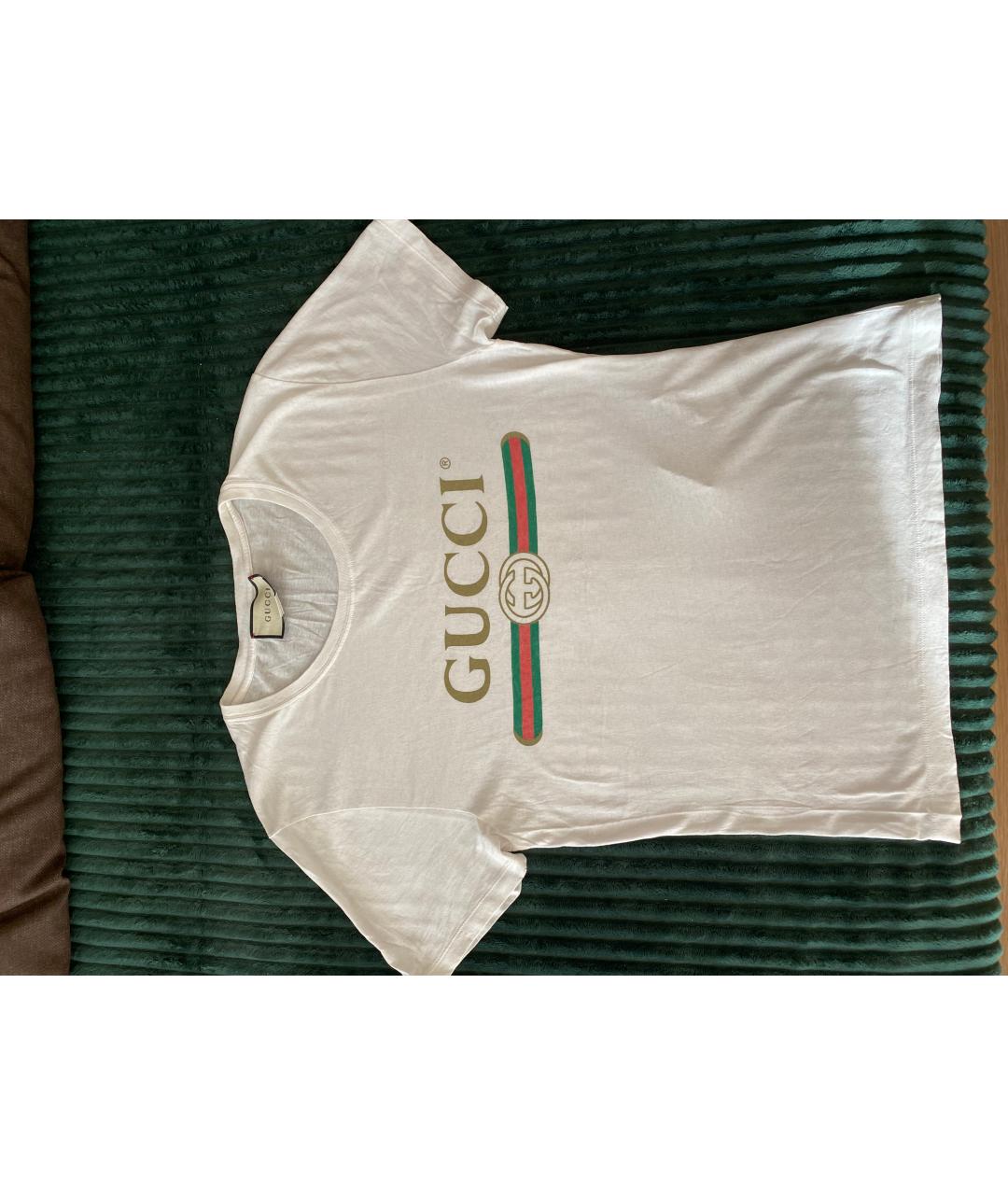 GUCCI Белая хлопковая футболка, фото 5
