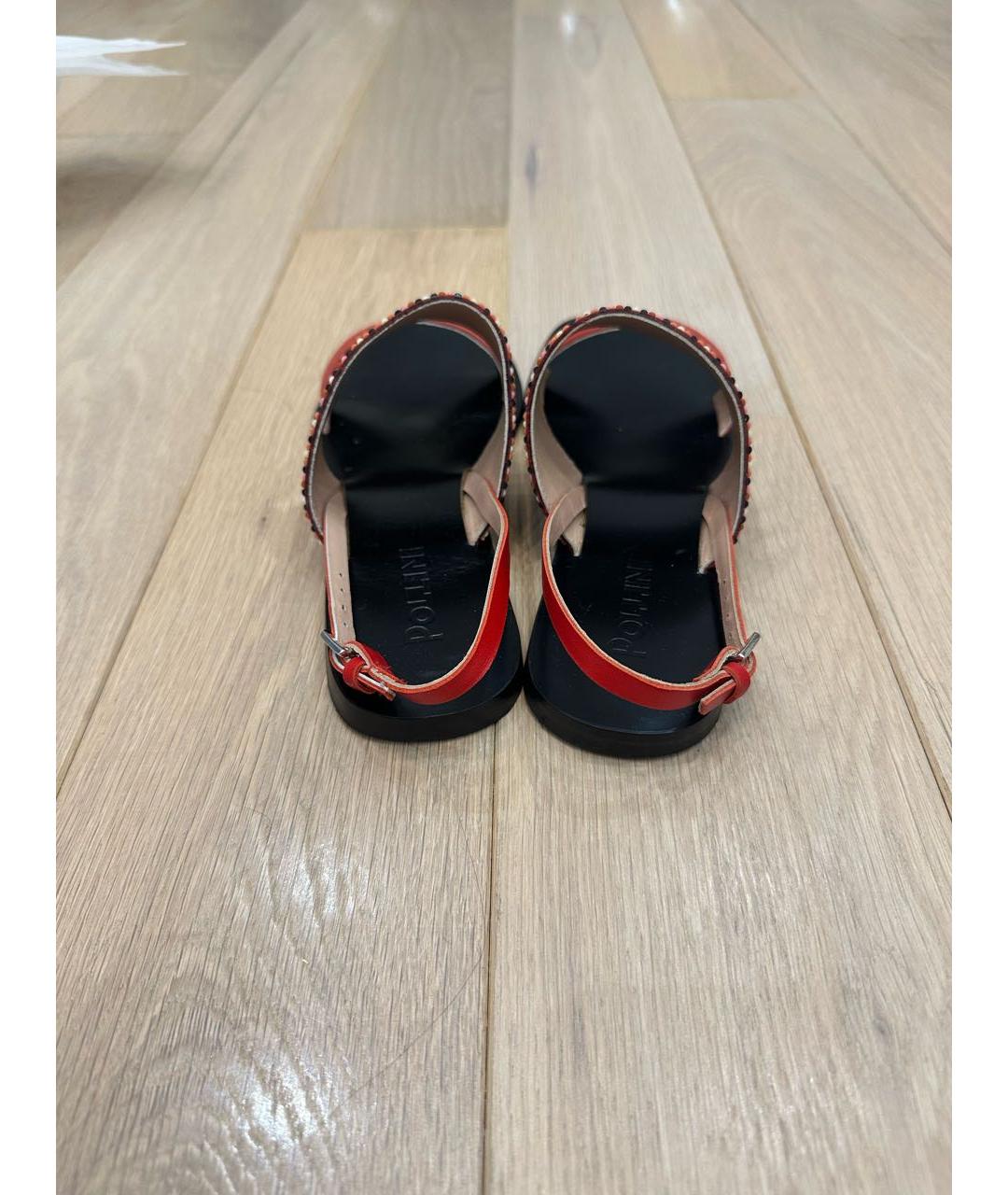 POLLINI Красные кожаные сандалии, фото 4