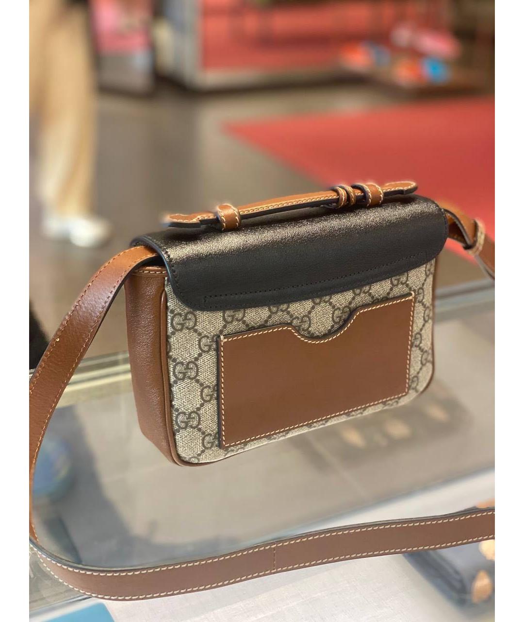GUCCI Коричневая кожаная сумка через плечо, фото 3