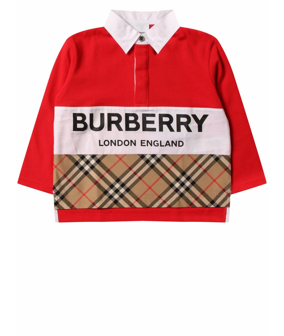 BURBERRY Красная хлопковая детская футболка, фото 1