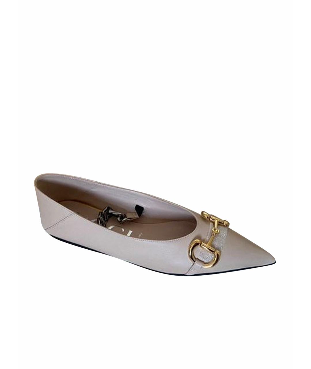 GUCCI Розовые кожаные балетки, фото 1