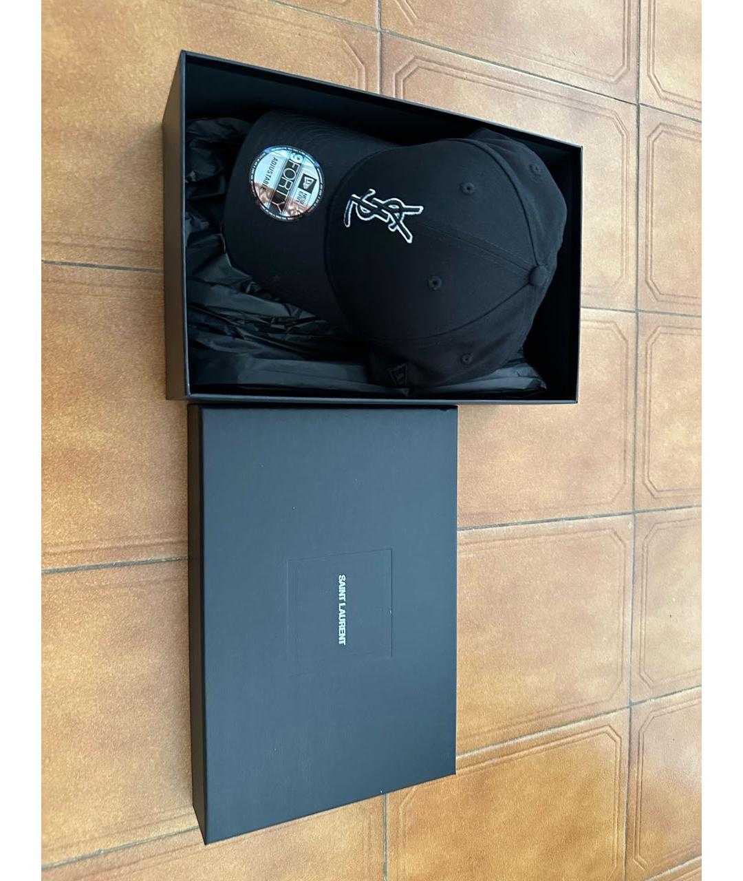 SAINT LAURENT Черная хлопковая кепка, фото 4