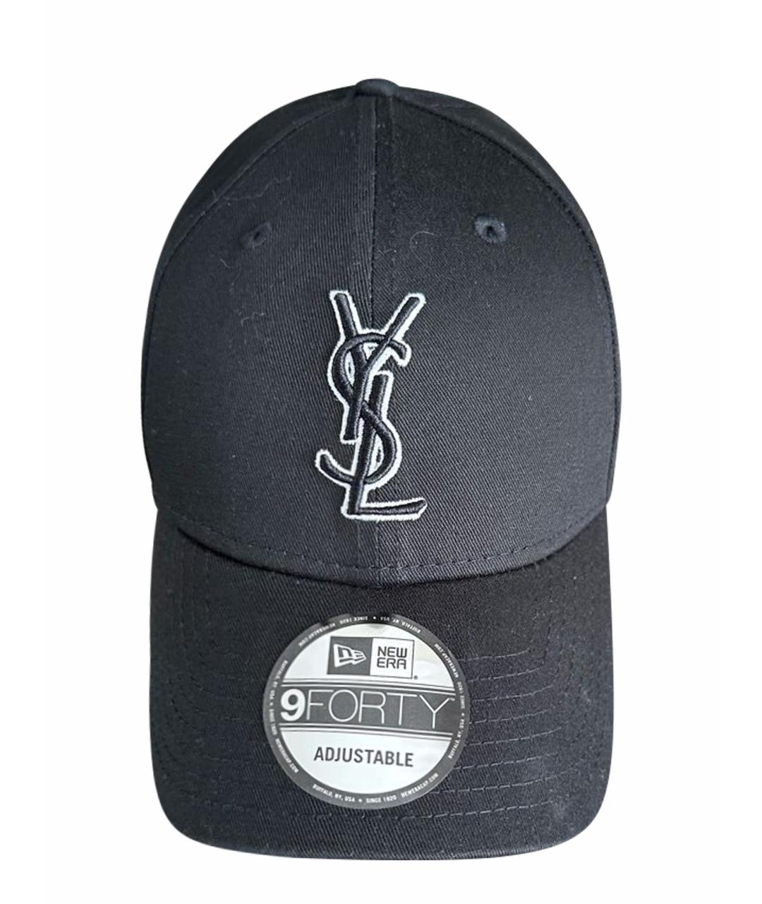 SAINT LAURENT Черная хлопковая кепка, фото 1