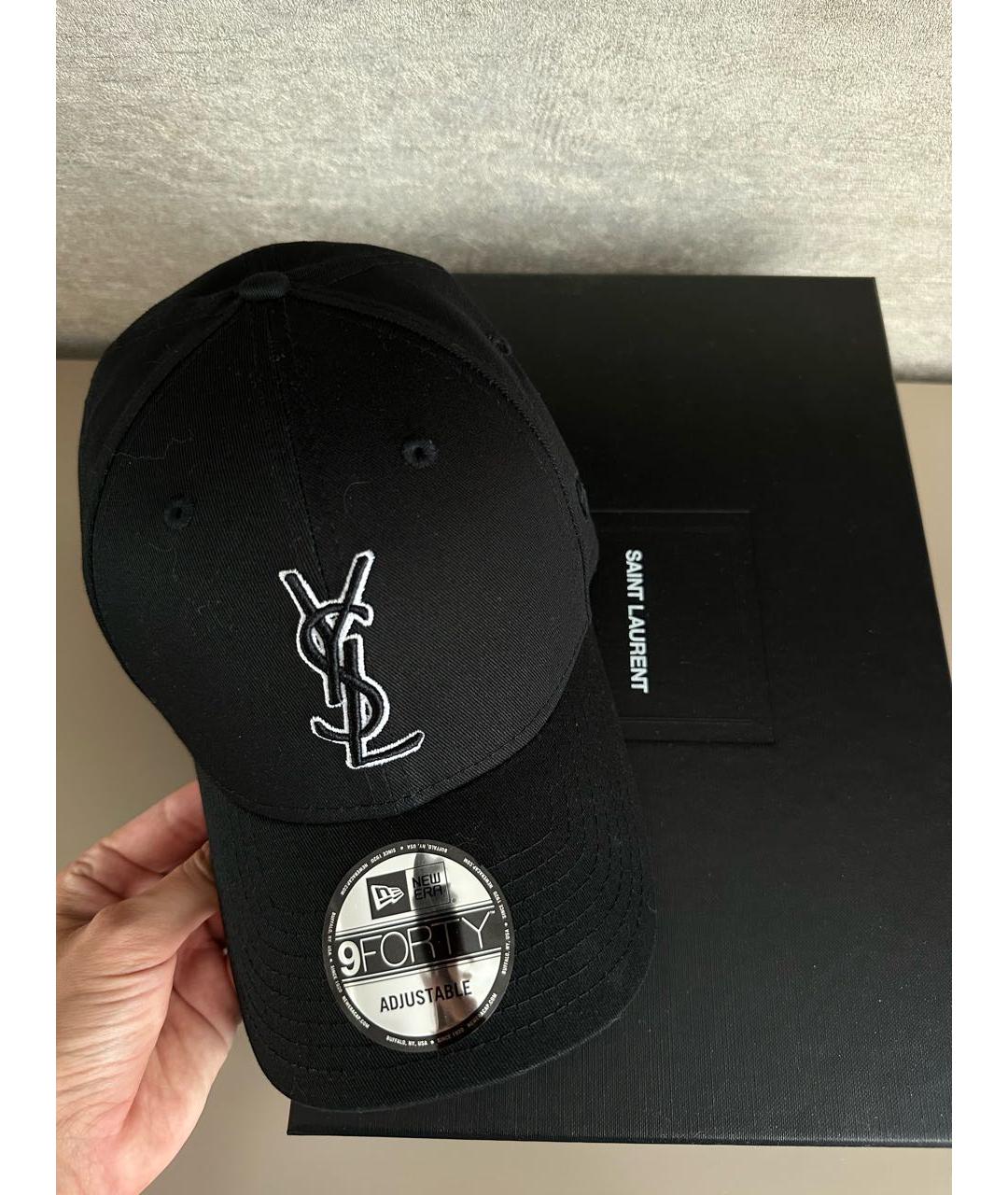 SAINT LAURENT Черная хлопковая кепка, фото 3