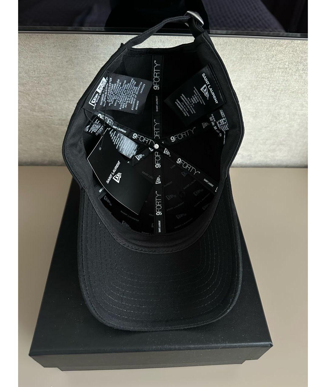 SAINT LAURENT Черная хлопковая кепка, фото 2