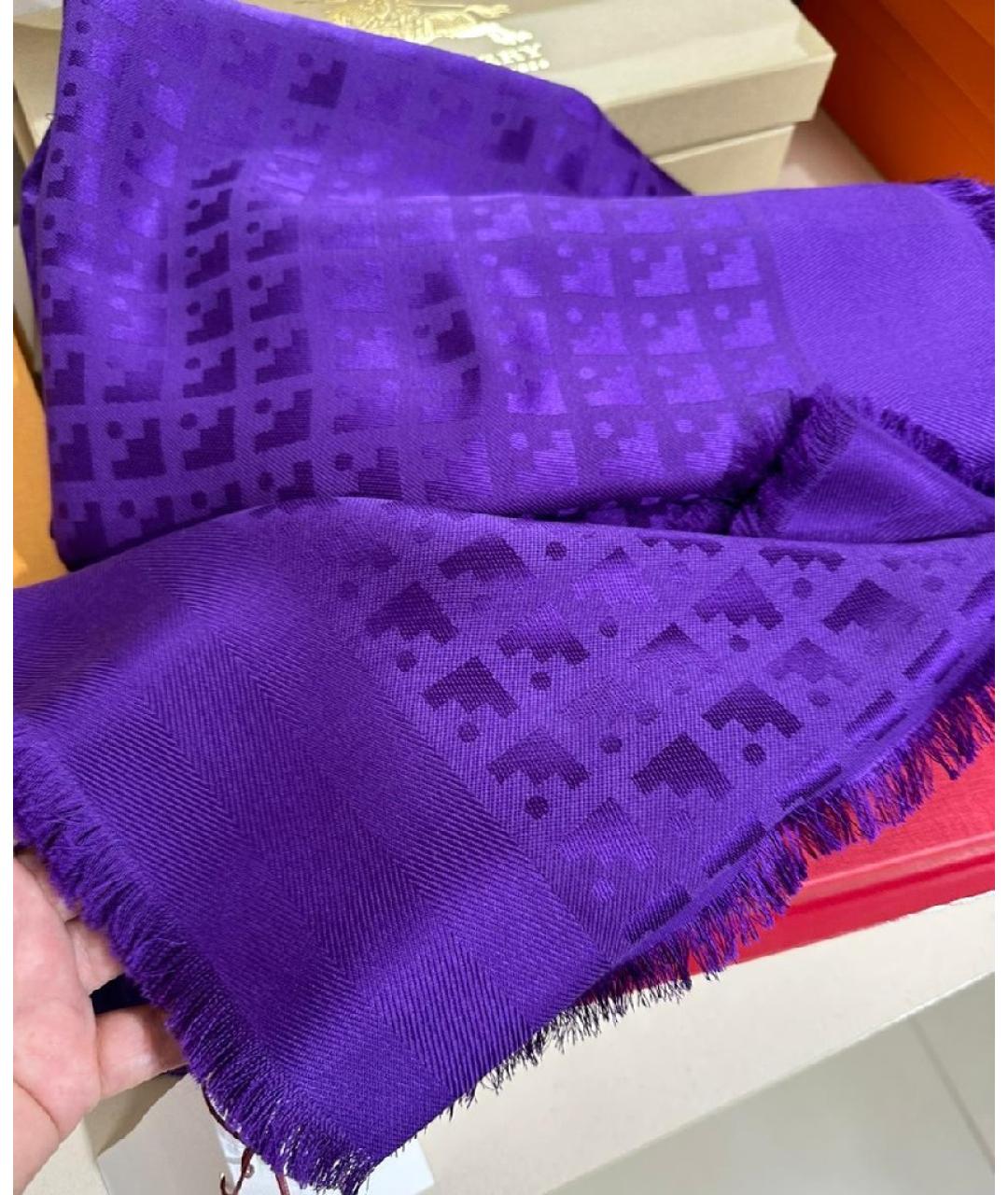 BALLY Фиолетовый шерстяной платок, фото 2