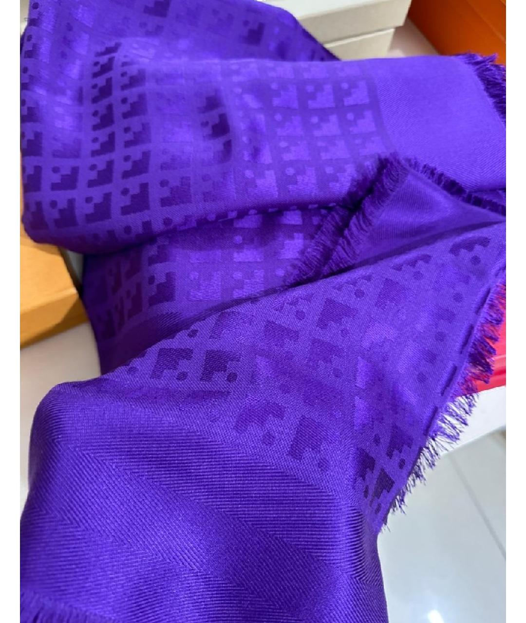 BALLY Фиолетовый шерстяной платок, фото 3