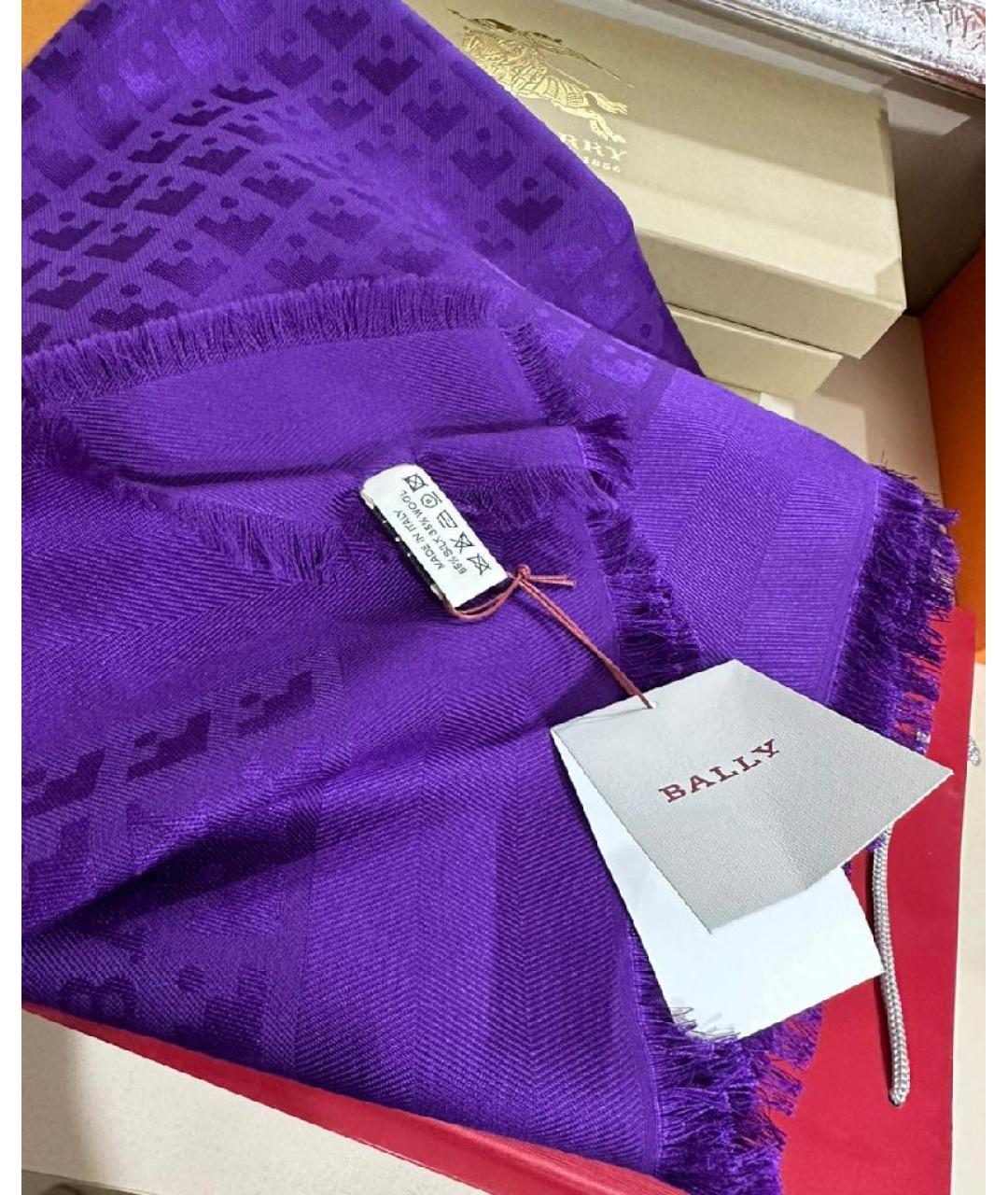 BALLY Фиолетовый шерстяной платок, фото 5