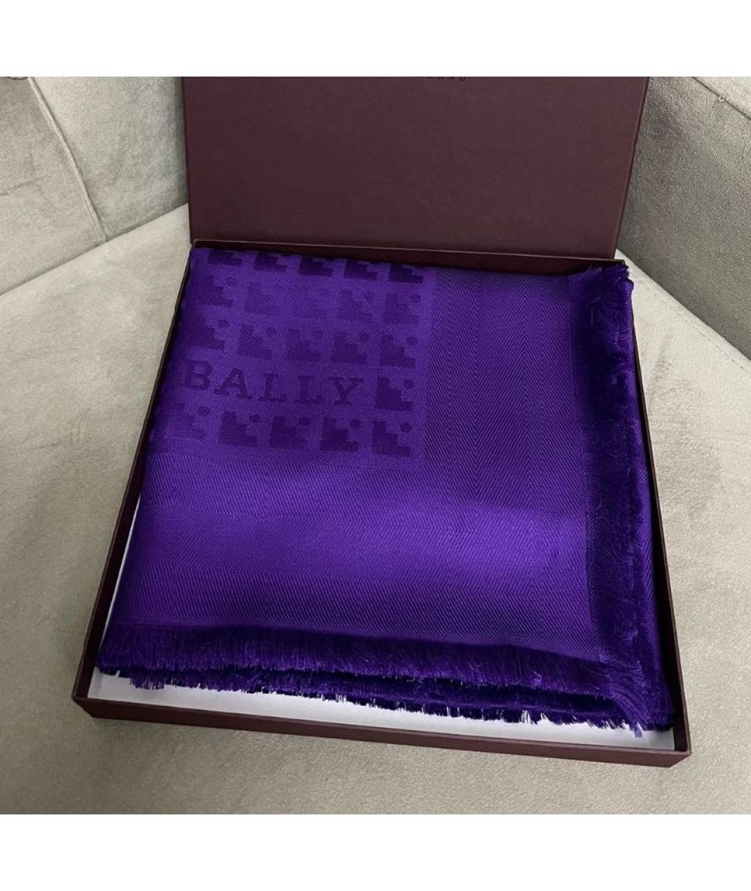 BALLY Фиолетовый шерстяной платок, фото 7