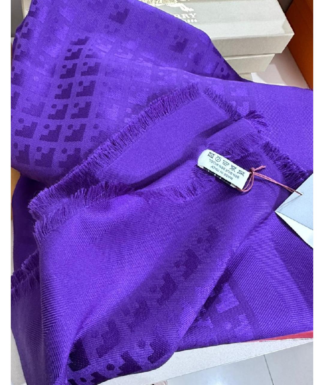 BALLY Фиолетовый шерстяной платок, фото 4