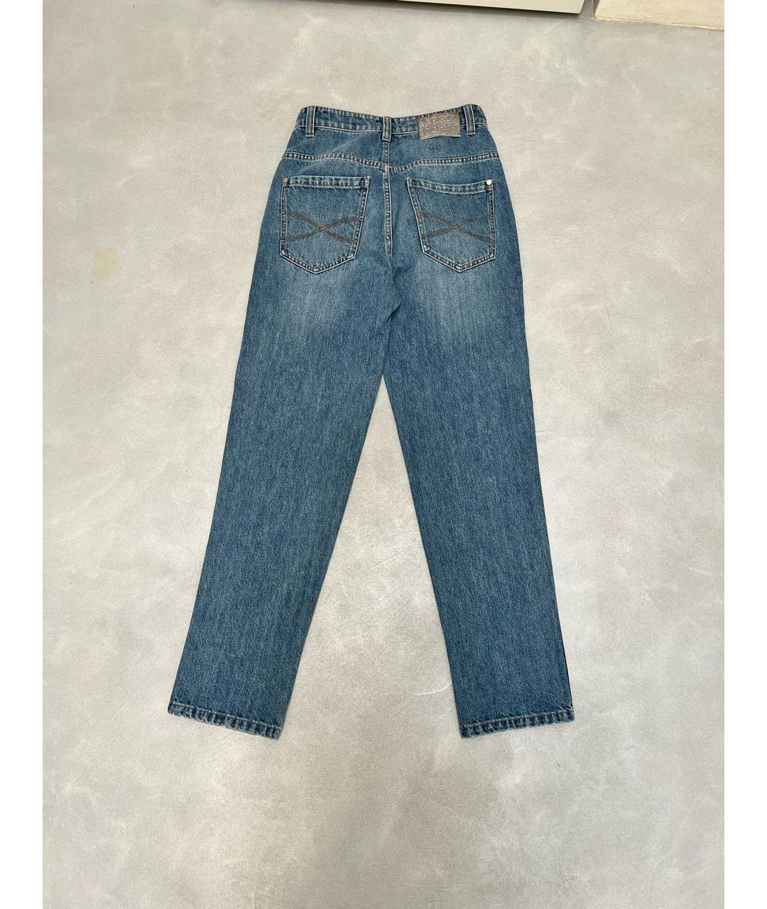 BRUNELLO CUCINELLI Голубые хлопковые джинсы слим, фото 2