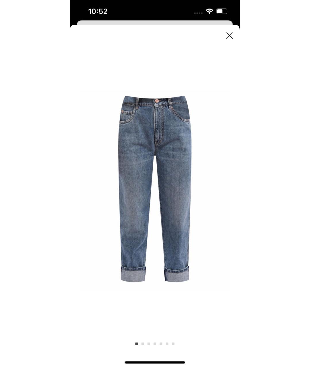 BRUNELLO CUCINELLI Голубые хлопковые джинсы слим, фото 9