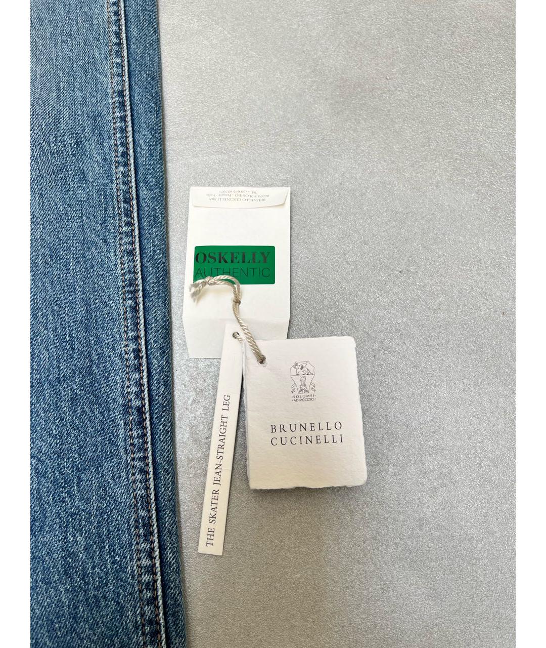 BRUNELLO CUCINELLI Голубые хлопковые джинсы слим, фото 7