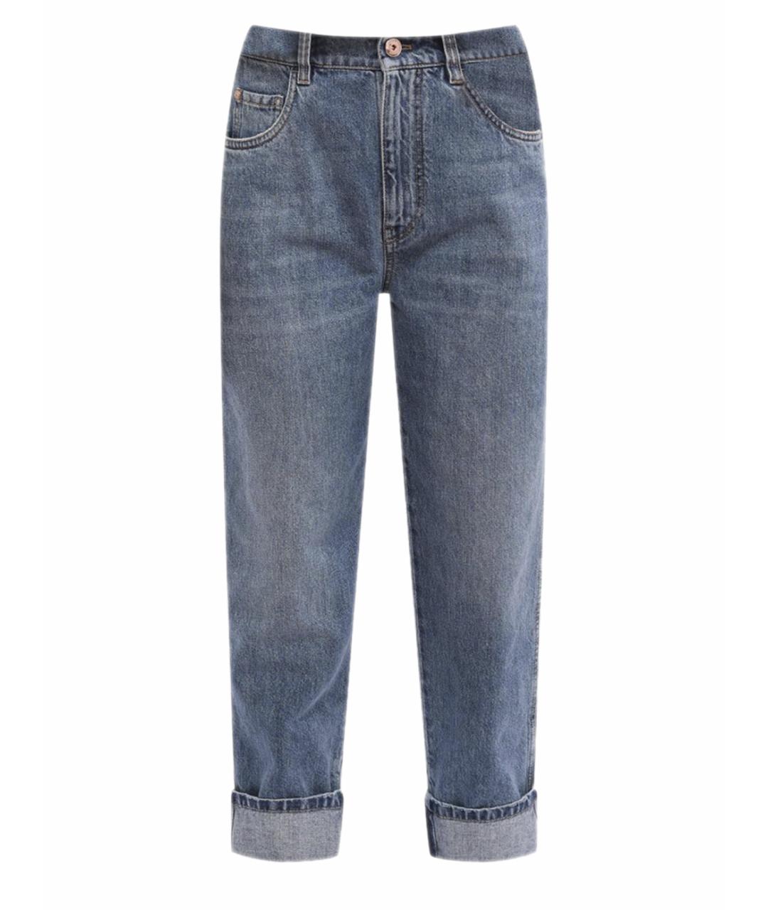 BRUNELLO CUCINELLI Голубые хлопковые джинсы слим, фото 1