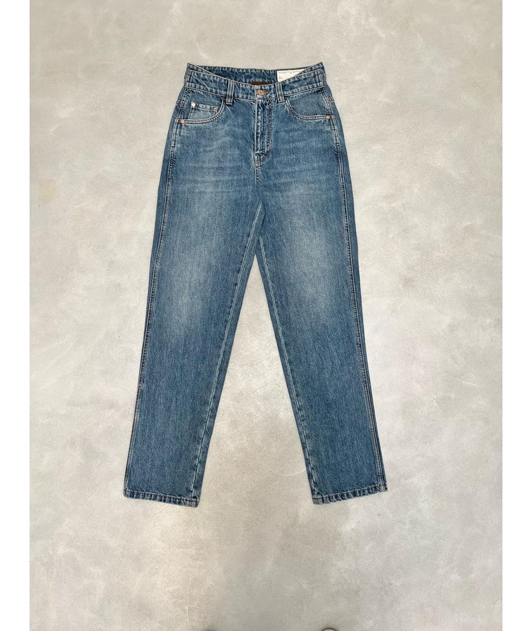 BRUNELLO CUCINELLI Голубые хлопковые джинсы слим, фото 5