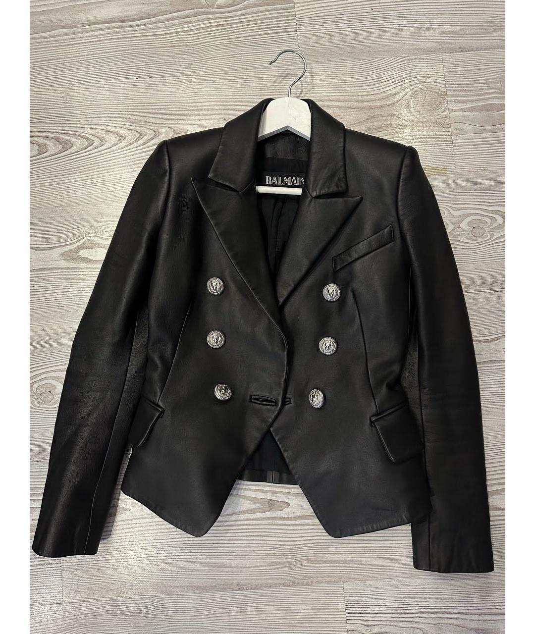 BALMAIN Черный кожаный жакет/пиджак, фото 9