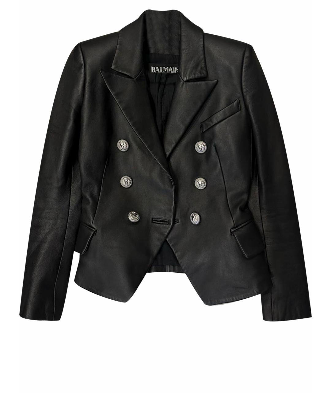 BALMAIN Черный кожаный жакет/пиджак, фото 1