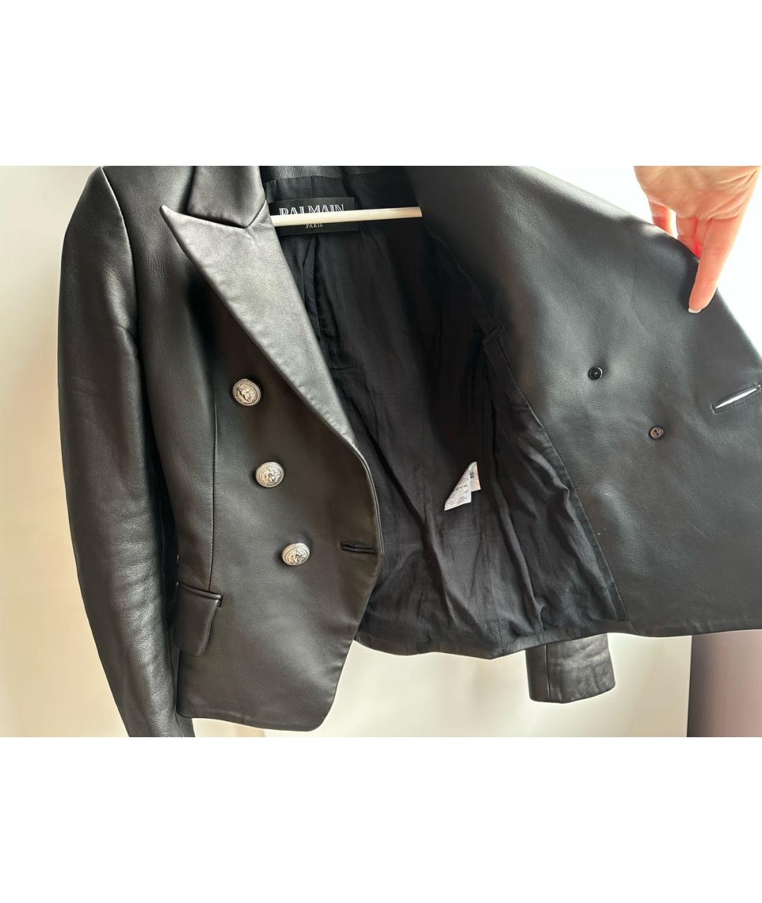 BALMAIN Черный кожаный жакет/пиджак, фото 5