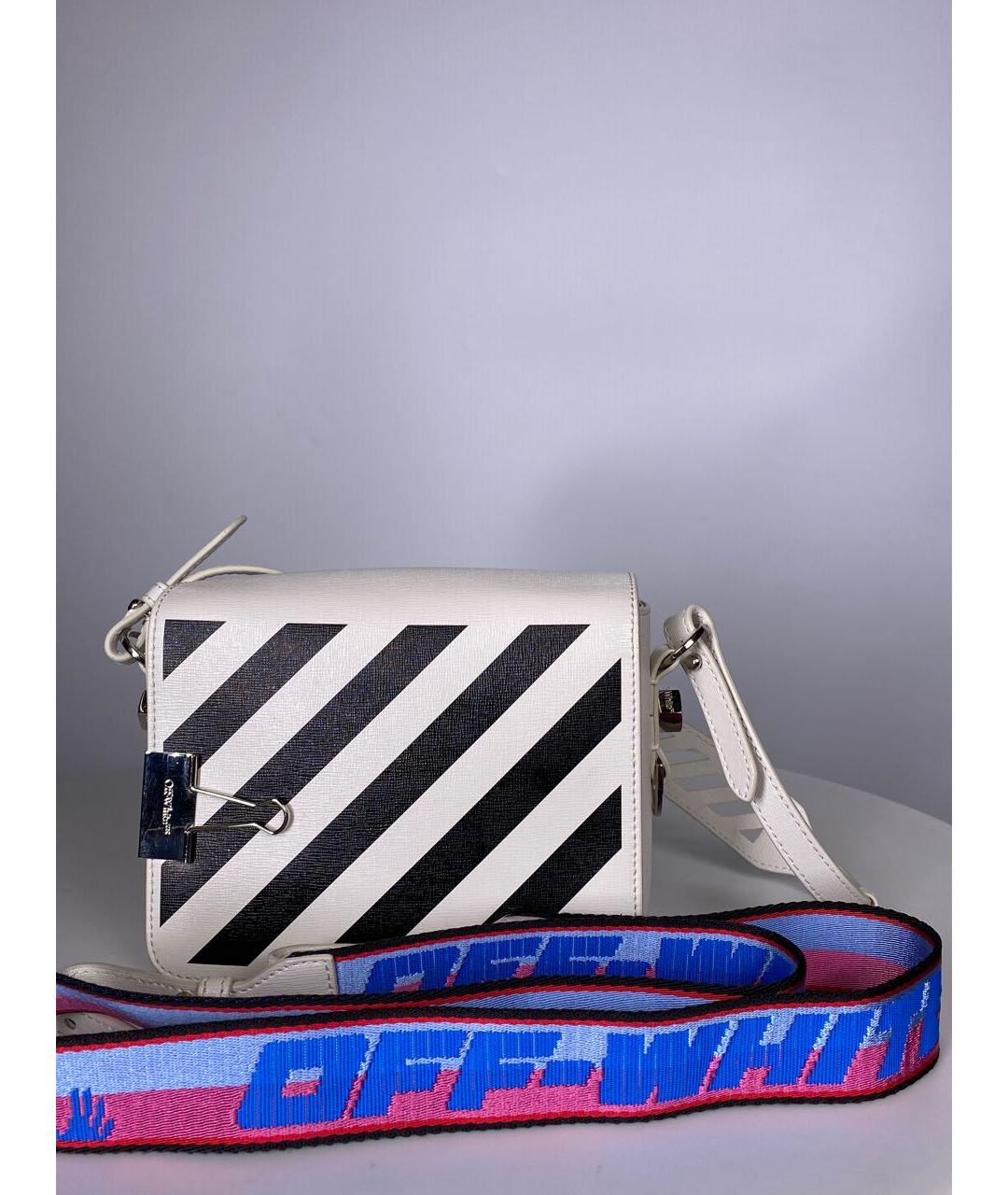 OFF-WHITE Белая кожаная сумка через плечо, фото 8