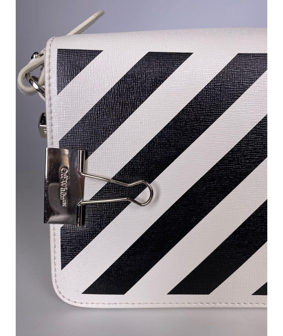 OFF-WHITE Белая кожаная сумка через плечо, фото 4