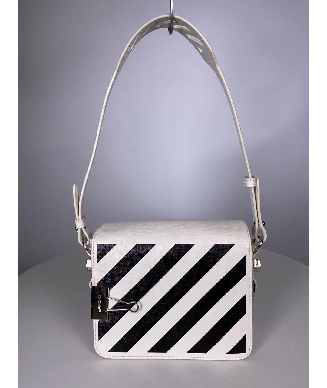 OFF-WHITE Белая кожаная сумка через плечо, фото 3