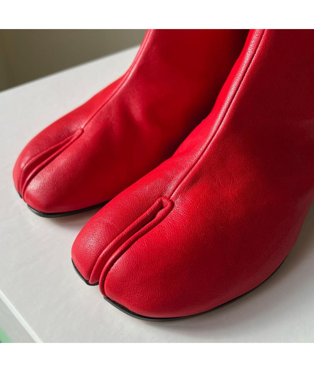 MAISON MARGIELA Красные кожаные ботильоны, фото 5