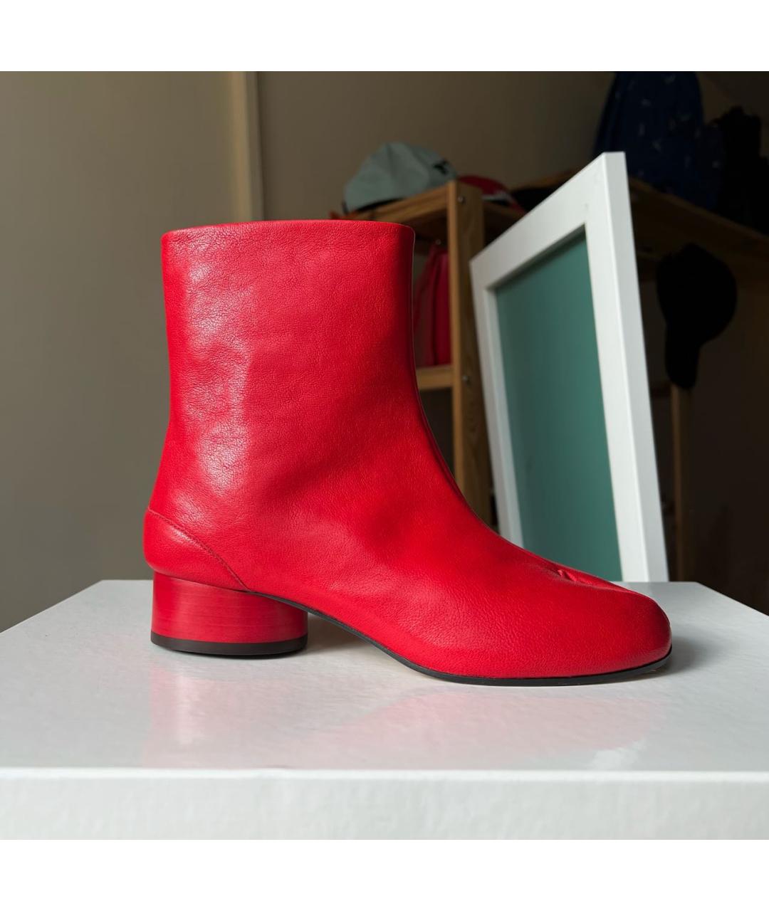 MAISON MARGIELA Красные кожаные ботильоны, фото 9