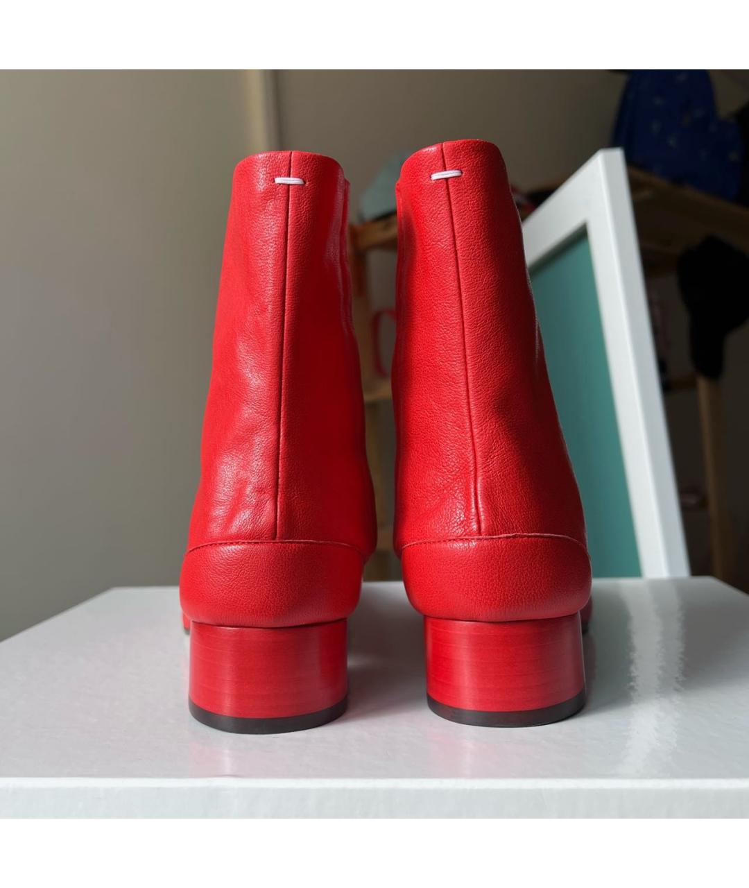 MAISON MARGIELA Красные кожаные ботильоны, фото 4