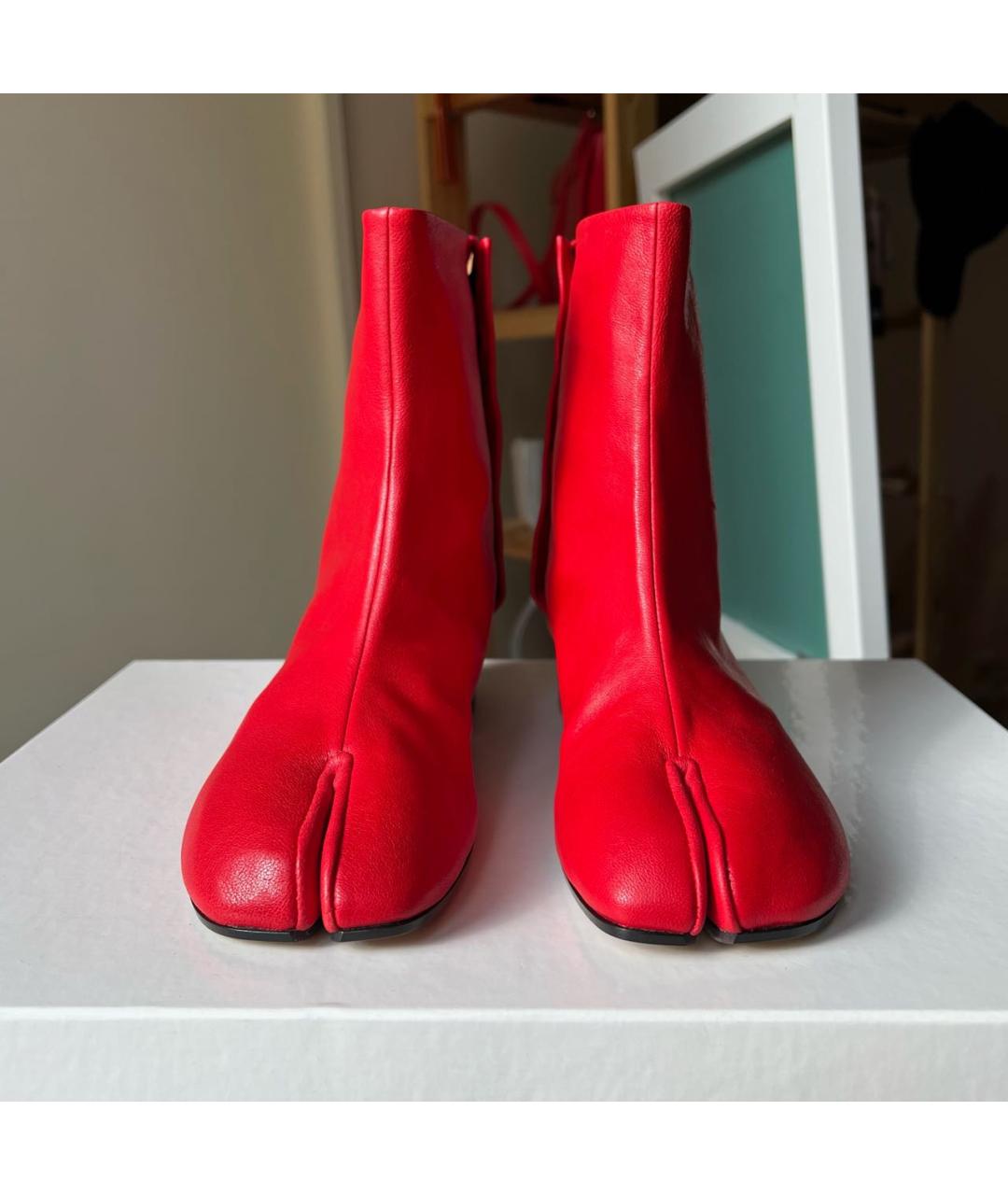 MAISON MARGIELA Красные кожаные ботильоны, фото 3