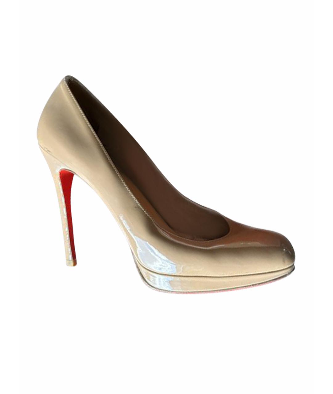 CHRISTIAN LOUBOUTIN Бежевые туфли из лакированной кожи, фото 1