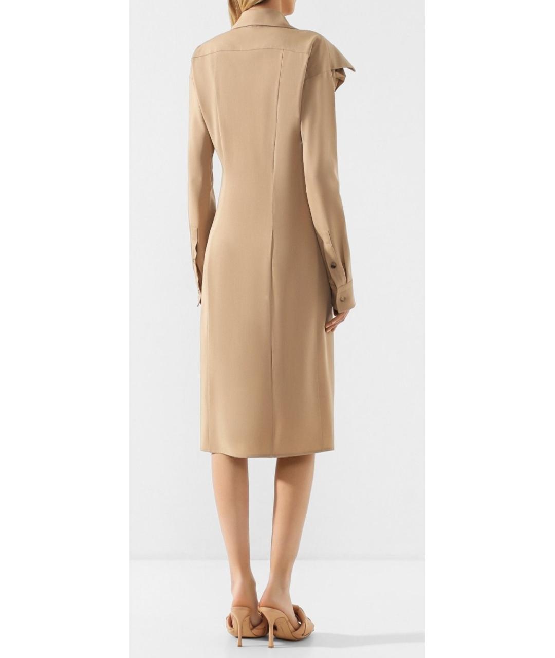 BOTTEGA VENETA Горчичное хлопковое повседневное платье, фото 2