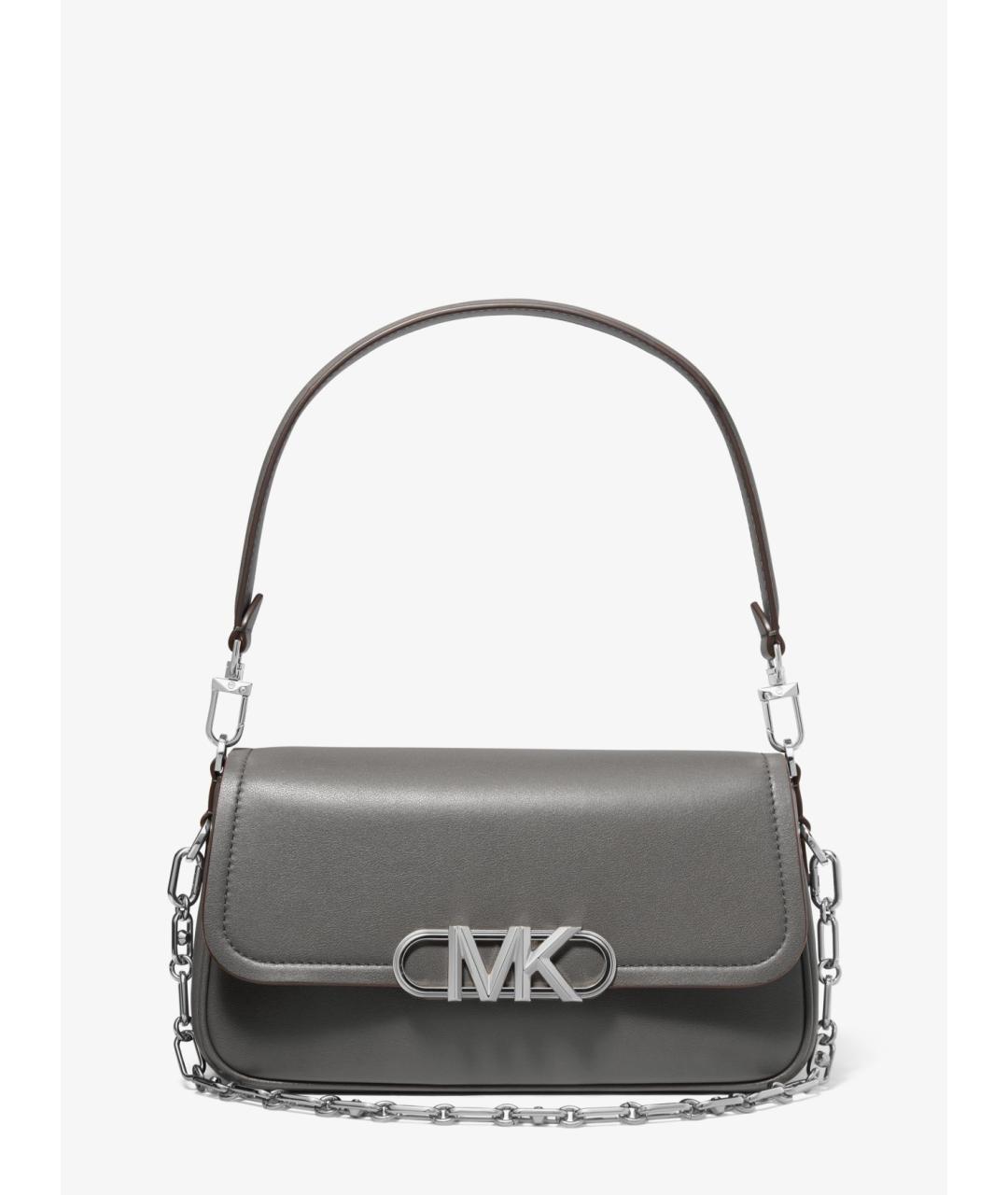 MICHAEL KORS Серая кожаная сумка с короткими ручками, фото 4