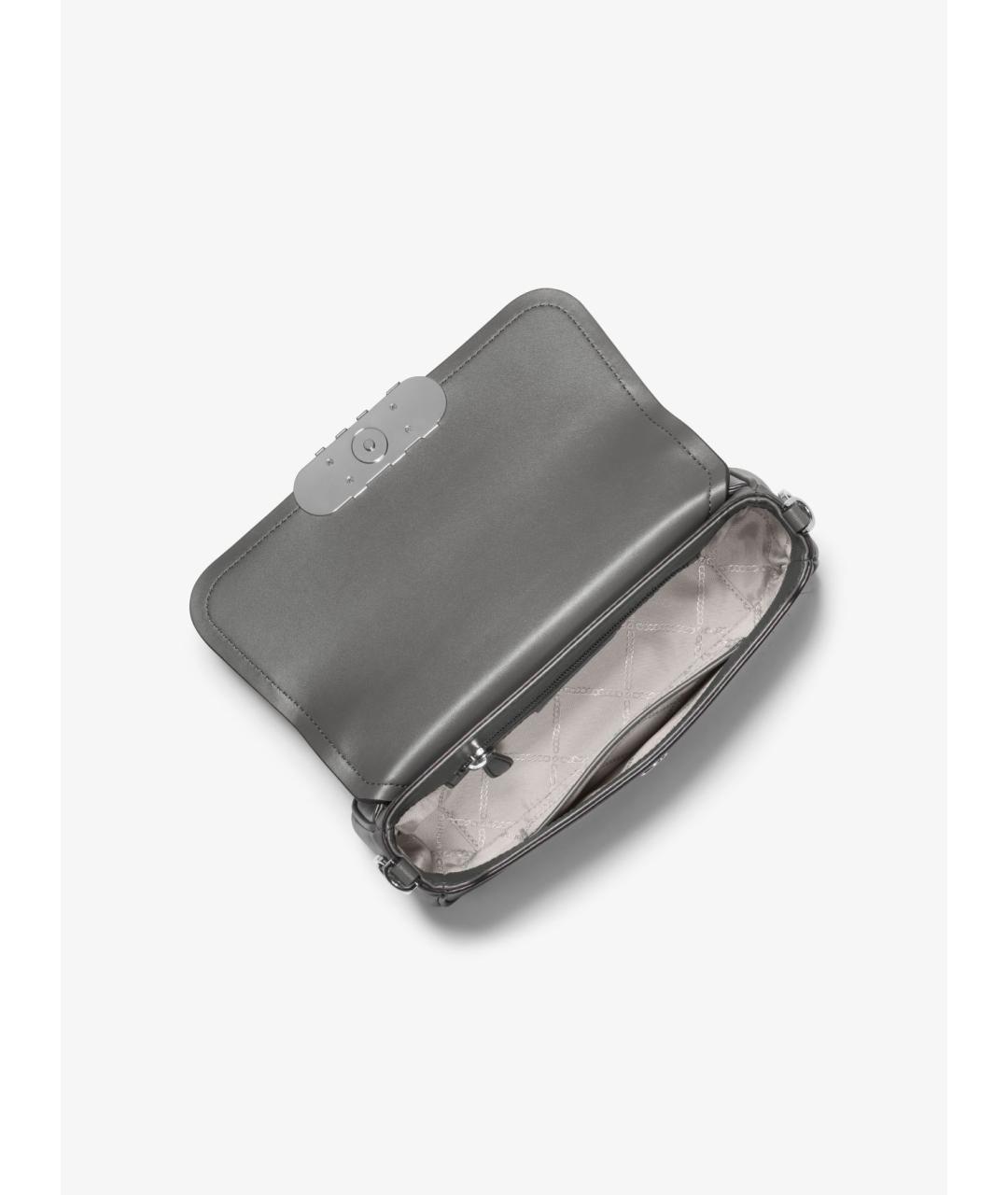 MICHAEL KORS Серая кожаная сумка с короткими ручками, фото 2