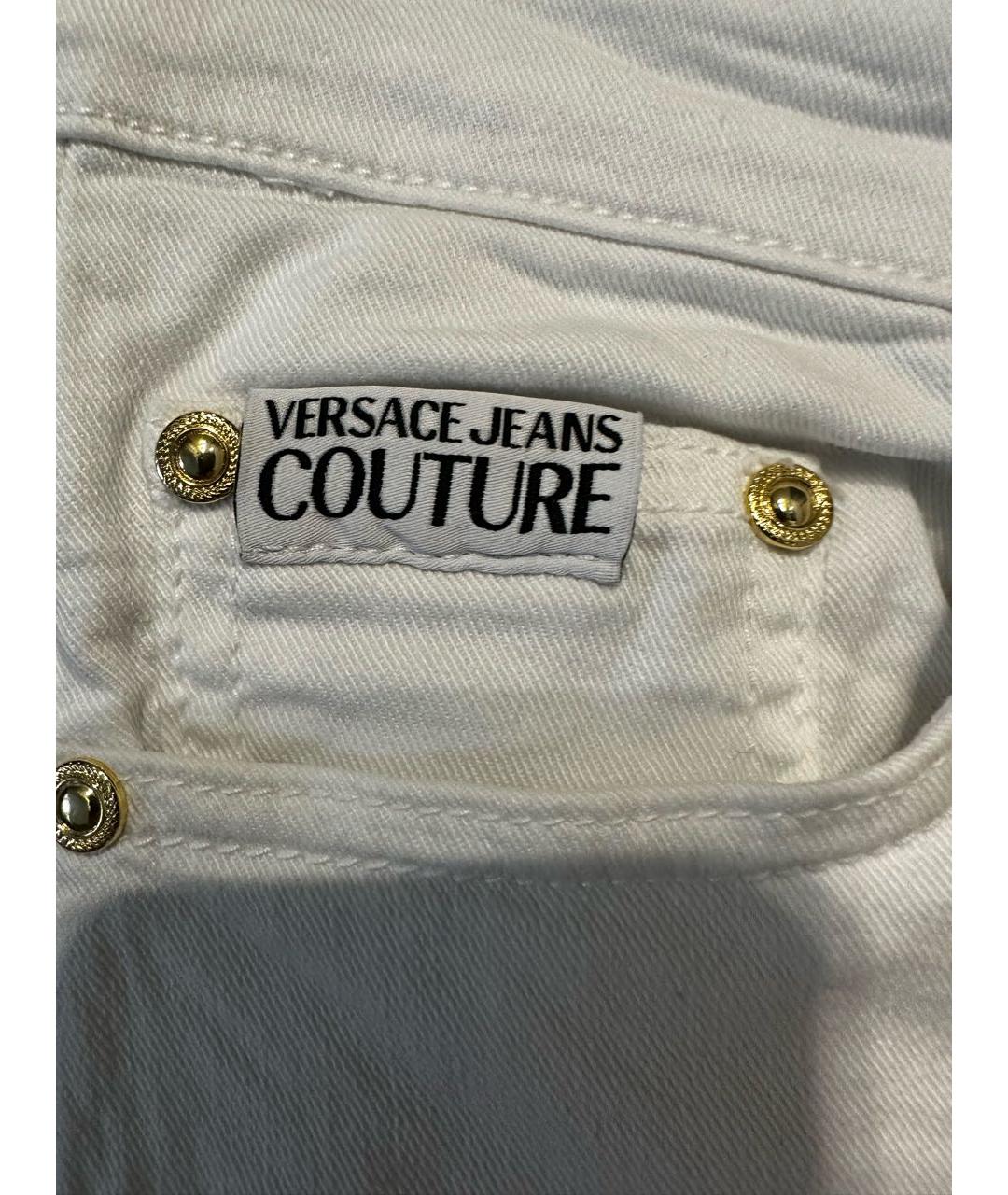 VERSACE Белые хлопковые джинсы слим, фото 4