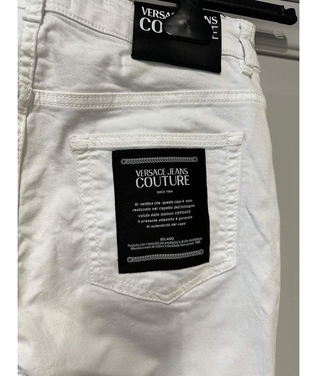 VERSACE Белые хлопковые джинсы слим, фото 5