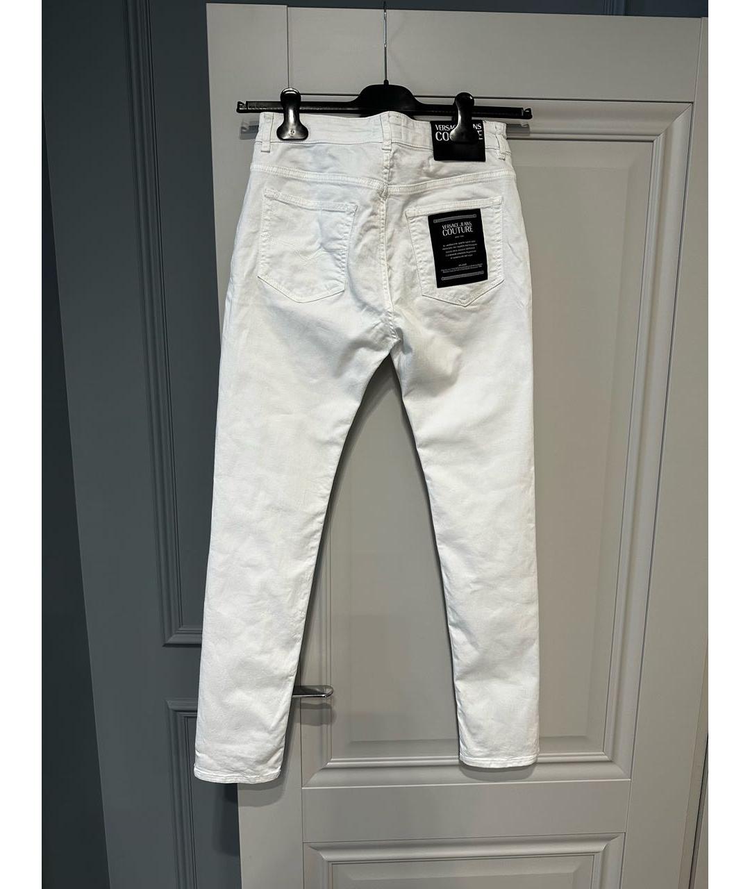 VERSACE Белые хлопковые джинсы слим, фото 2