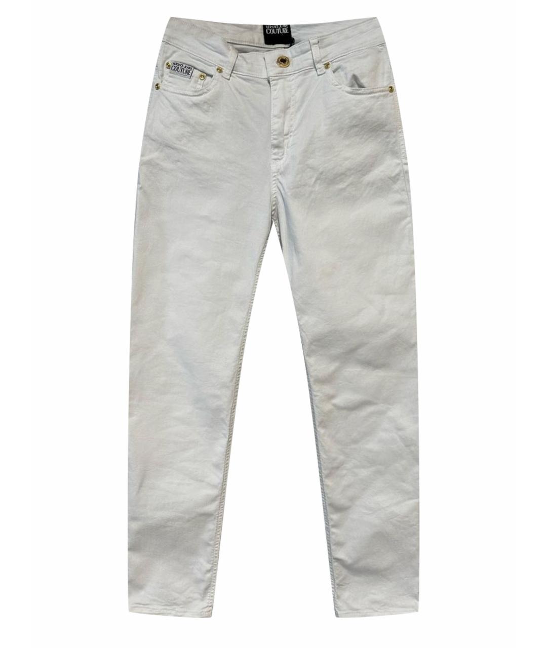 VERSACE Белые хлопковые джинсы слим, фото 1