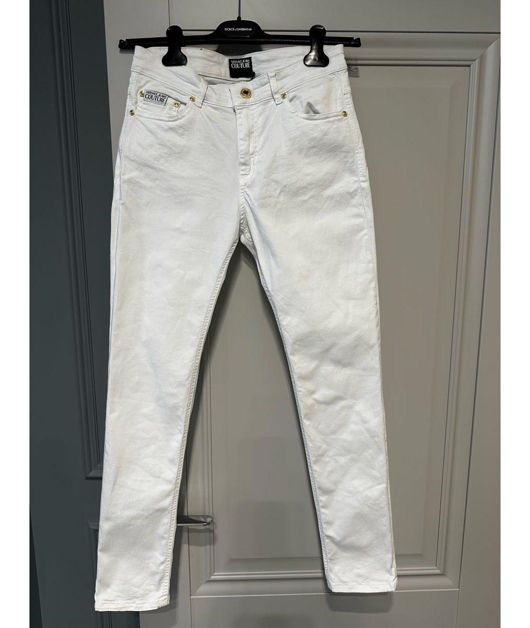 VERSACE Белые хлопковые джинсы слим, фото 9