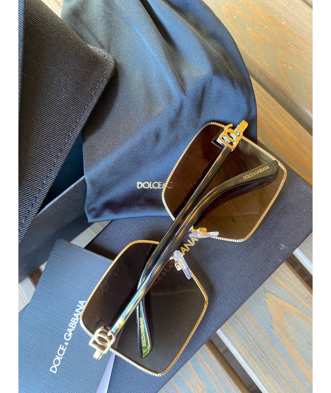 DOLCE&GABBANA Коричневые металлические солнцезащитные очки, фото 6