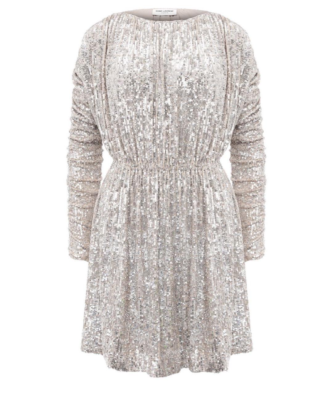 SAINT LAURENT Серебряное полиамидовое вечернее платье, фото 1