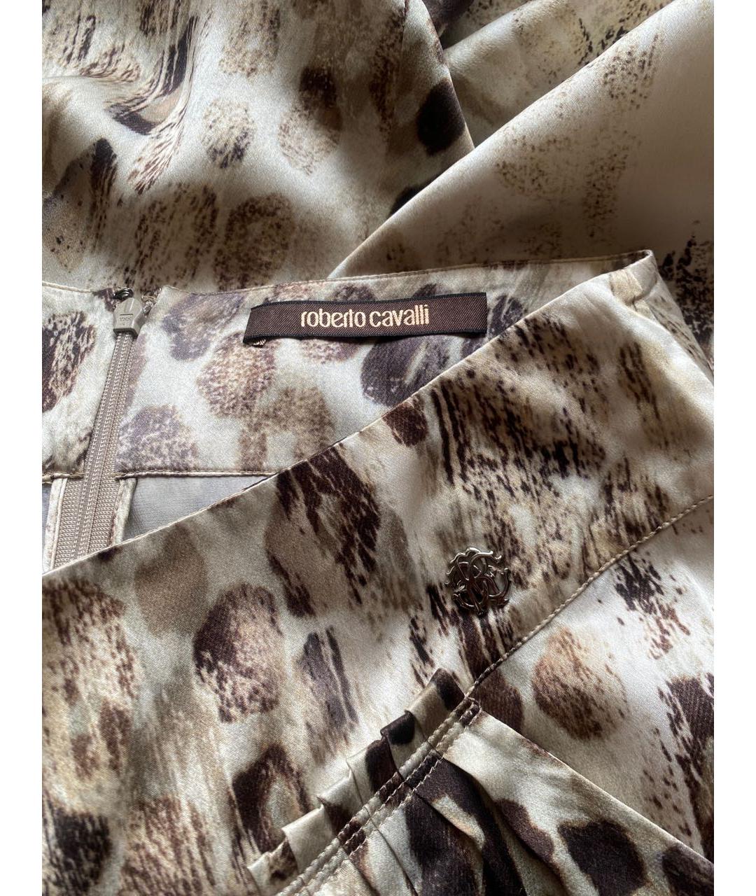 ROBERTO CAVALLI Бежевая шелковая юбка миди, фото 2