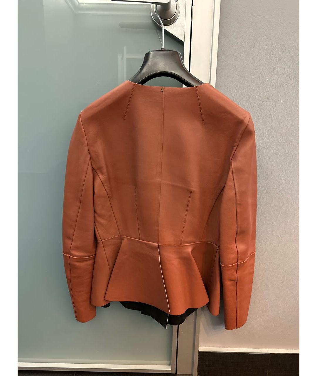 SPORTMAX Оранжевый кожаный костюм с юбками, фото 3