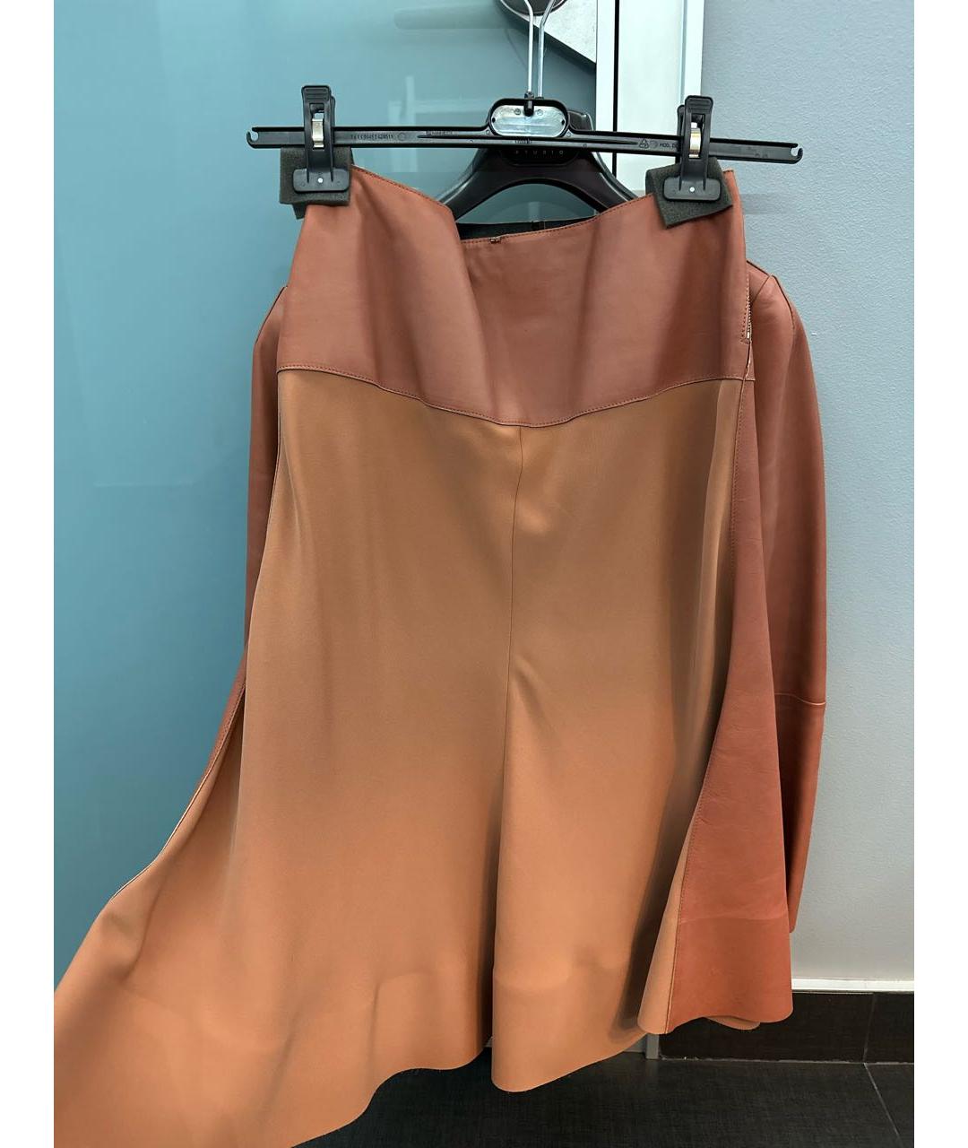 SPORTMAX Оранжевый кожаный костюм с юбками, фото 8