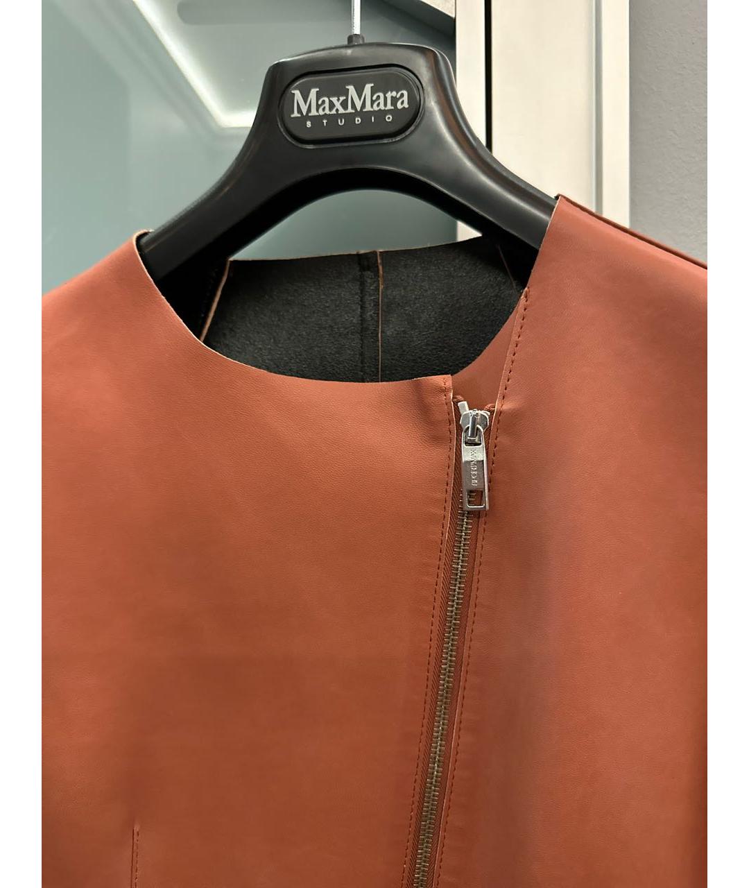 SPORTMAX Оранжевый кожаный костюм с юбками, фото 5