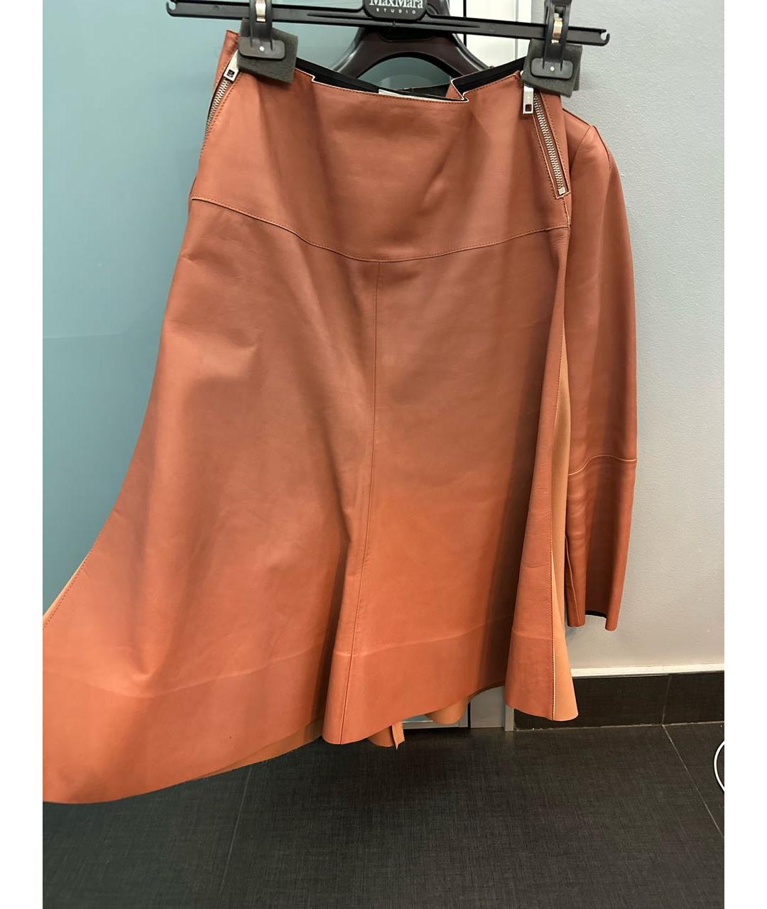 SPORTMAX Оранжевый кожаный костюм с юбками, фото 2